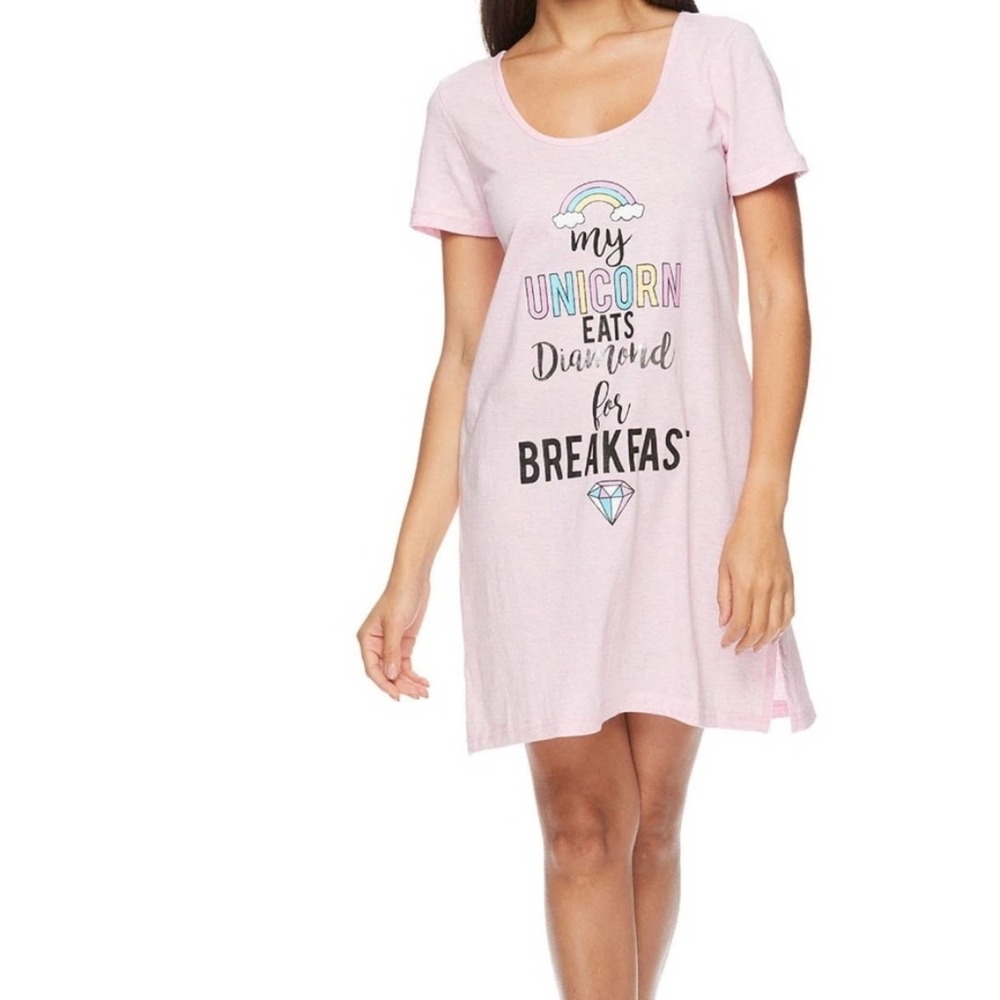 Sleep & Co Pink My Unicorn Eats Diamonds For Breakfast Sleep Dress - NWT